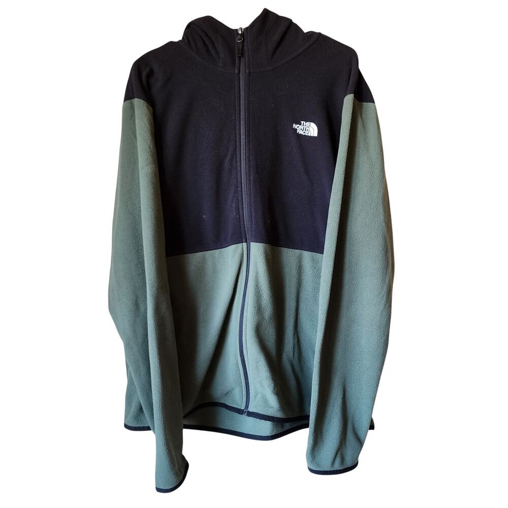 The North Face Hooded Sweatshirt Mens Size XL Full Zip Hoodie Fleece Green Black